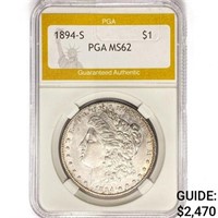 1894-S Morgan Silver Dollar PGA MS62