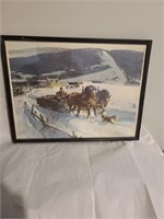 Framed Western art, signed by artist