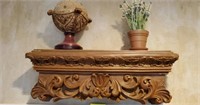 DECORATIVE WALL SHELF WITH CENTER PC AND PLANT