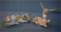Lladro Porcelain Figures of Cow & Donkey