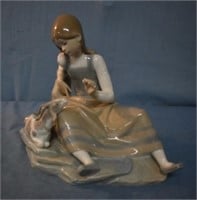 Lladro Porcelain Figure of Girl w/ Goat