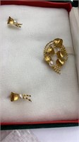 Sterling earrings and brooch