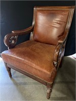 NICE LEATHER & WOOD CHAIR 30x27x40"