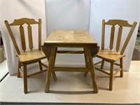 Small Wooden Child’s Drop leaf Table & 2 Chairs