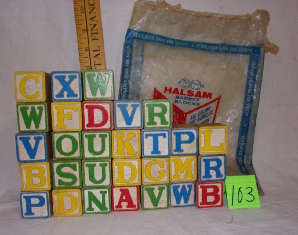halsom child's abc  blocks in original bag