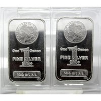 (2) Morgan Design Silver Bars - 1 oz. Bars -