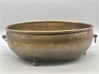 Vtg. Brass Hammered Cauldron / Planter from India