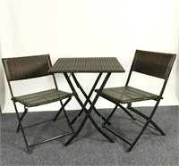 Faux Wicker Bistro Set, Table & 2 Chairs