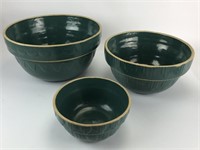 (3) Vintage Clay City Pottery Nesting Bowls