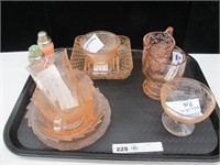 11 PIECES OF PINK DEPRESSION GLASS