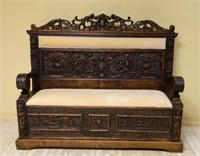 Exceptionally Well Carved Neo Renaissance Bench.