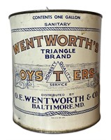 Antique Wentworth Triangle Brand MD Oyster Can Tin