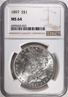 1897 MORGAN DOLLAR NGC MS 64