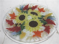 11" Diameter Glass Sunflower Platter