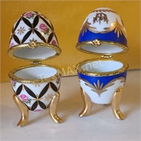 (2) Egg Shaped Trinket Boxes