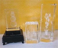 Laser Etched 3D Glass and Light Stand