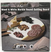 Servappetit Wood & White Marble Round Cutting
