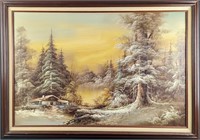 JB Original Oil On Canvas Mountain Landscape
