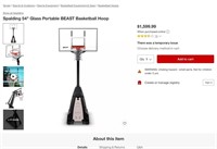 W7294  Spalding 54" Glass Portable BEAST Basketbal
