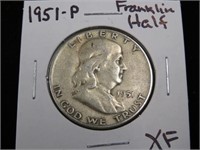 1951 P FRANKLIN HALF DOLLAR 90% XF