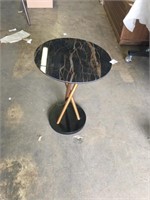 Side Table w/Marble Like Top & Metal Legs