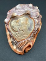 Vintage Cameo Hand Carved Conch Shell