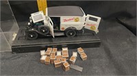 Diecast Bordens milk truck with milk cartons and