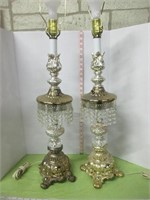 PAIR OF FANCY BARSS & CRYSTAL TABLE LAMPS