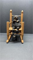 Miniature child chair and bear figure