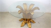 Gold Frond Tempered Glass Dining Table