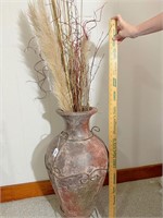very nice large vase w/ flowers and stand