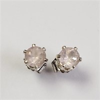 Silver Rose Quartz Earrings