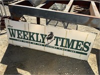 WEEKLY TIMES TIN SIGN 180 X 65CM