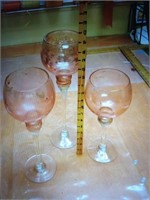 3 tall pink glasses