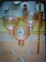 3 tall pink glasses