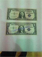 2 -1957 1 dollar silver certificates.