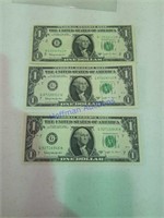 3 - one dollar Barr notes.