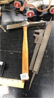 2 FILES, PIPE WRENCH, & STONE MASON HAMMER