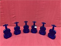6 Cobalt Blue Glass Violin Bottles, 8 in. H