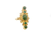 Green gemstone & yellow gold dress ring