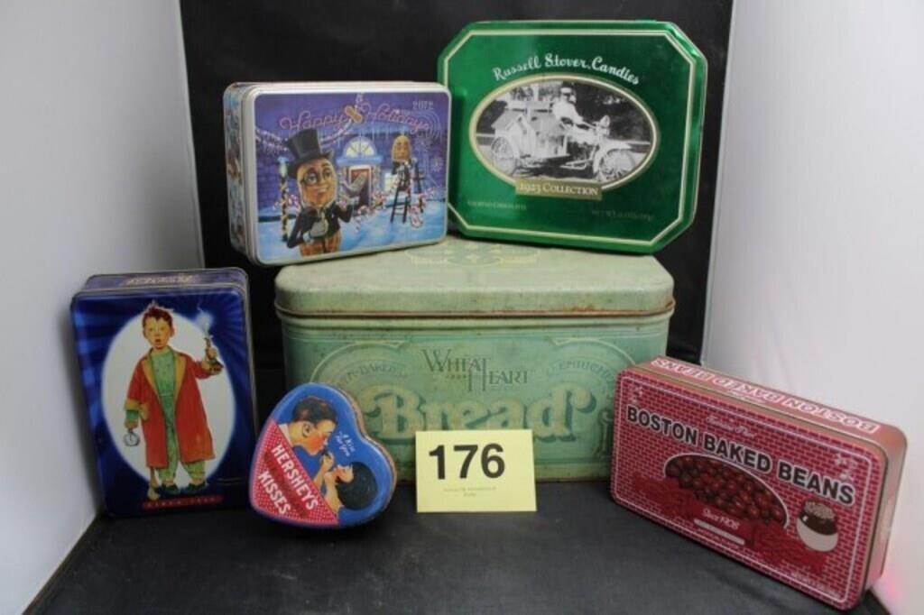 VTG TIN BREAD BOX & MORE ADV TINS