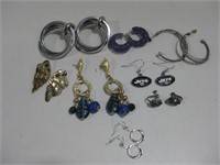 Eight Assorted Base Metal Earrings