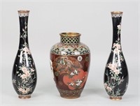3 Japanese Cloisonne Vases