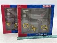 NEW Lot of 2- Frosted 4pc Georgia Tech Bath Set