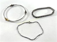 (3) Marked 925 Sterling Silver Bracelets