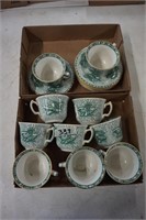 19 Pieces of Mottahedeh Teacups and Saucers