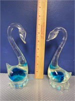 Glass Swan Figurines