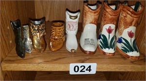 Painted Ceramic & Metal Cowboy Boots Lot of 8