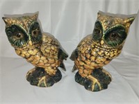 Pair of Ceramic glazed owl figurines