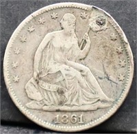 1861 seated liberty half dollar